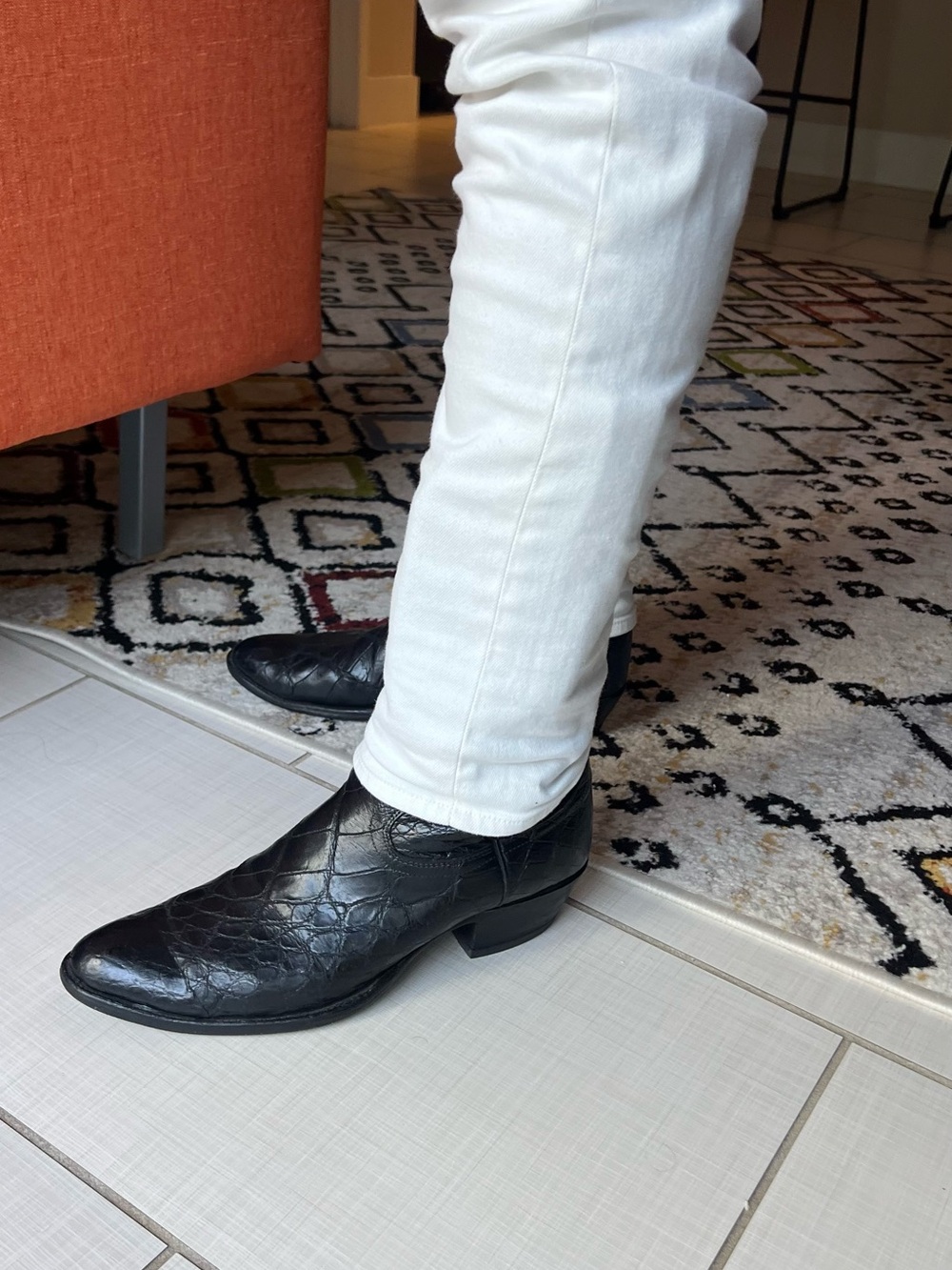 Justin Boots Black Crocadile Leather Western Boots